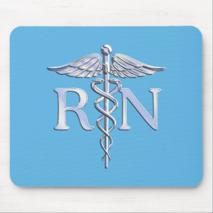 Mousepad Enfermeira Registrada RN Silver Tal Como Caduceus