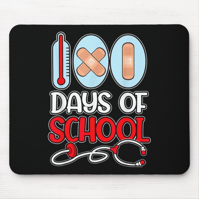 Mousepad Enfermeiro escolar 100 dias de estetoscópio de amo (Frente)