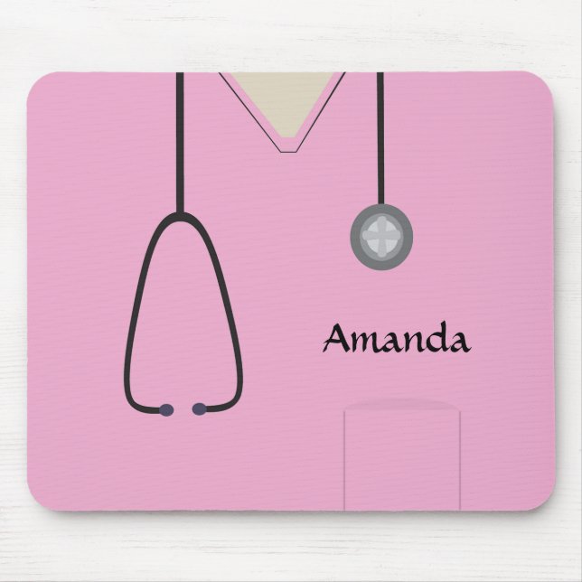 Mousepad Enfermeiro Médico Esfrega Mão Rosa (Frente)