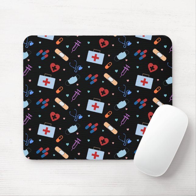 Mousepad Enfermeiro Nurse Estudante | Padrão Médico (Com mouse)
