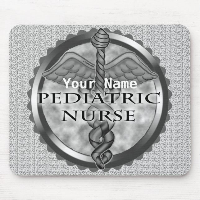 Mousepad Enfermeiro Pediátrico da cinza caduceus (Frente)