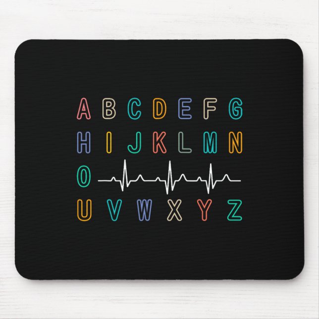 Mousepad Enfermeiro Pqrst Test Abc's Ekg Strip Alphabet Fun (Frente)