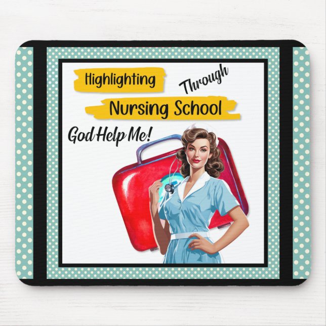 Mousepad Enfermeiro Retroativo Pinup_ Nursing Notas (Frente)
