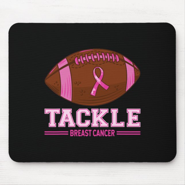 Mousepad Enfrentar a Consciência do Cancer da Mama Futebol  (Frente)