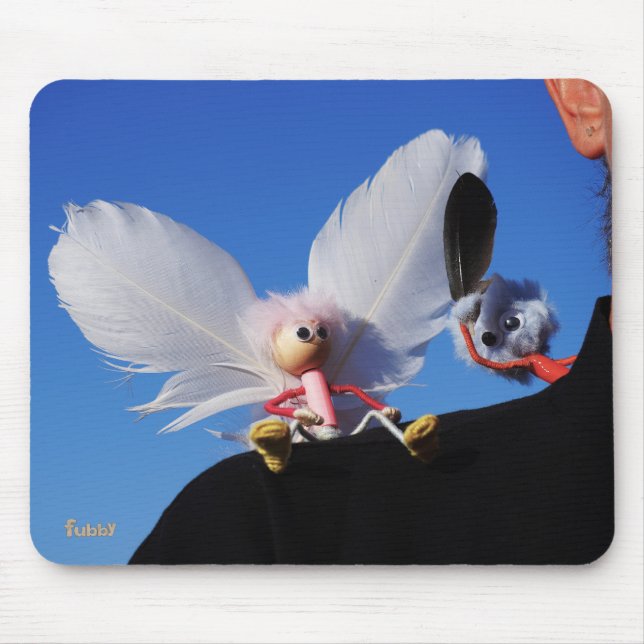 Mousepad Engel fubby op mijn schouder met uitdagend Monster (Frente)