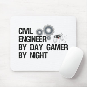 Mousepad Engenheiro Civil Por Jogador De Dia À Noite
