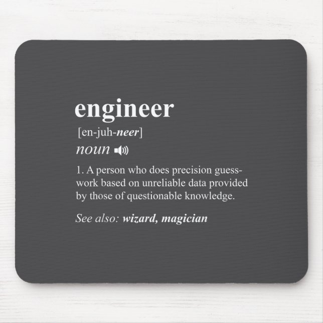 Mousepad Engineer Definition Funny Engineering Mechanical C (Frente)