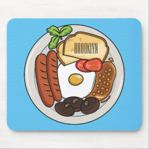 Mousepad English breakfast cartoon illustration