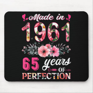 Mousepad Engraçado 65 Anos Feito Em 1961 Floral 65º Anivers