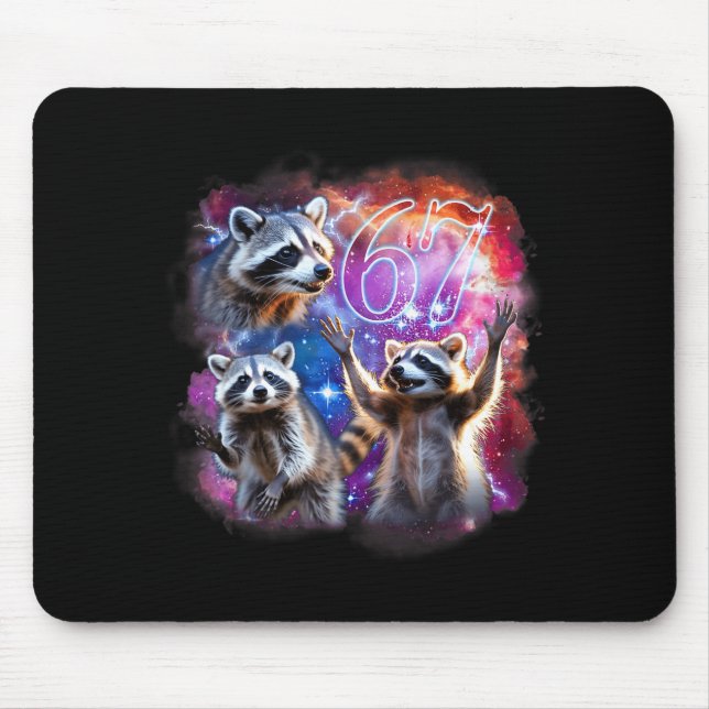 Mousepad Engraçado 67 Meme Guaxinim Uivando Para a Lua Seis (Frente)