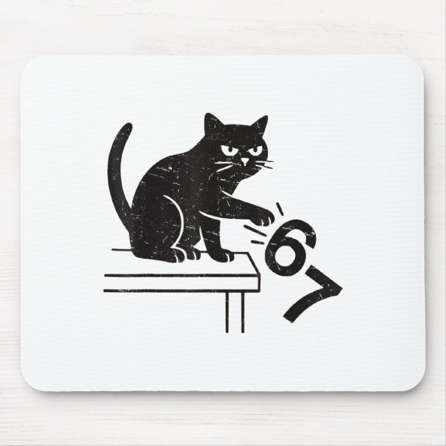 Mousepad Engraçado 6 7 Meme Gato Derrubando 67  (Frente)