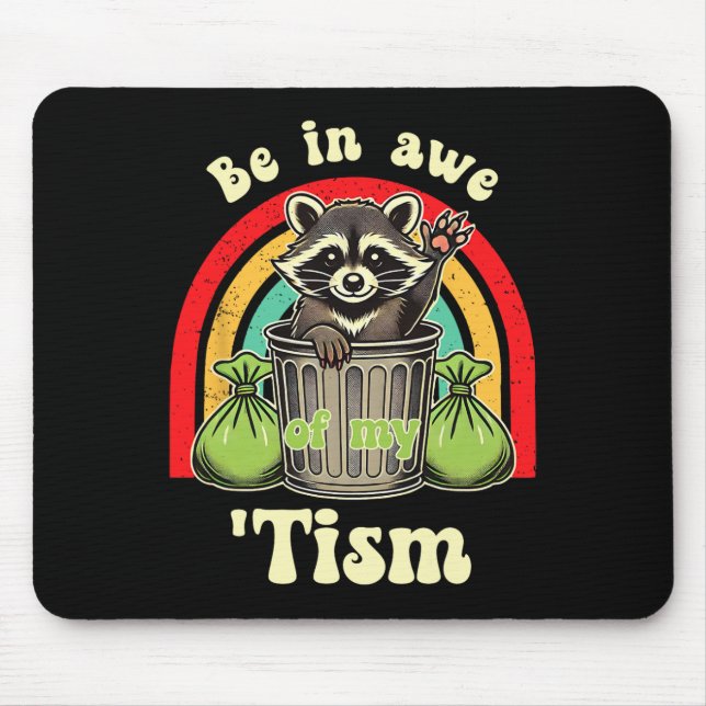 Mousepad Engraçado Autismo Raccoon Consciente (Frente)