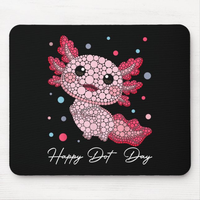 Mousepad Engraçado Axolotl Amam Estudante de Arte Bolinhas  (Frente)