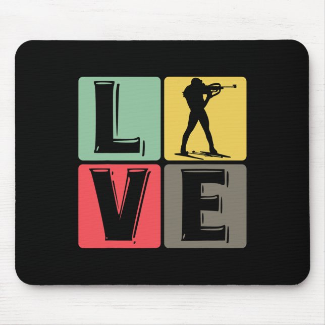 Mousepad Engraçado Biathlon Winter Ski Divertimento de Esqu (Frente)
