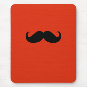 Mousepad Engraçado bigode preto no fundo vermelho-alaranjad