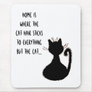 Mousepad Engraçado Cabelo De Gato, Cota, Gato Preto, Silhu