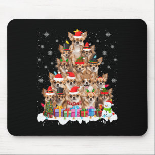 Mousepad Engraçado Chihuahua Natal Lights Tree Dog Xm