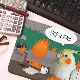 Mousepad Engraçado Cockatiel "Isto é bom" Sala de Queima 
