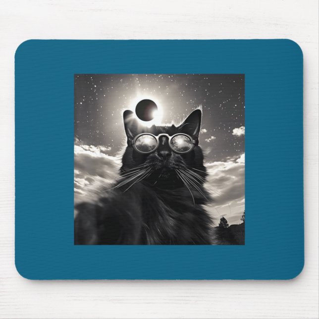 Mousepad Engraçado Com Gato Selfie Eclipse Solar Total (Frente)