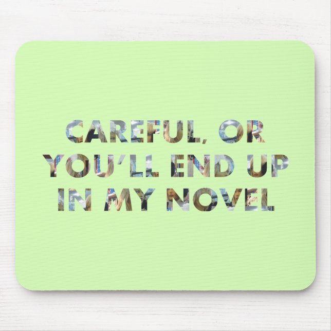 Mousepad Engraçado Cuidado, ou você acaba em romance (com r (Frente)