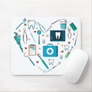 Mousepad Engraçado Dentista Dental Tool Heart