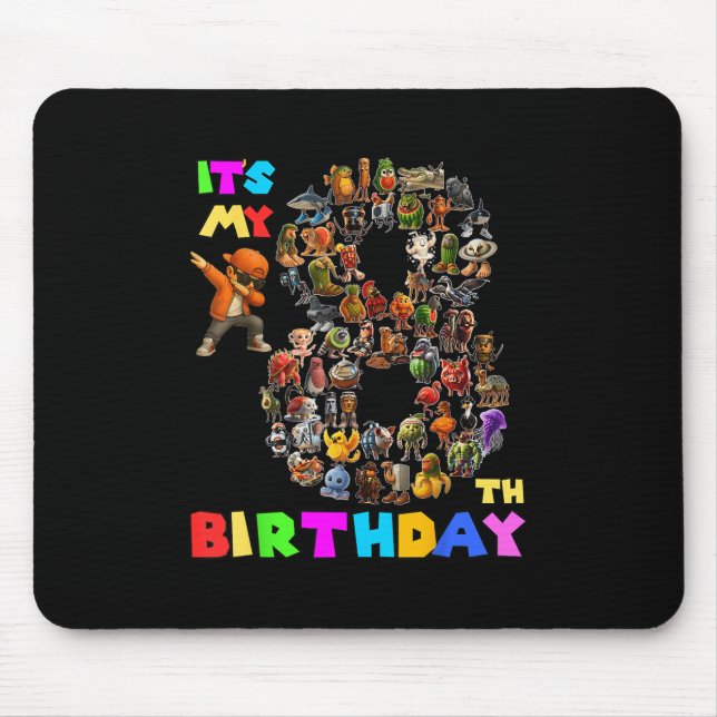 Mousepad Engraçado É Meu 8º aniversário Memória do Brainrot (Frente)