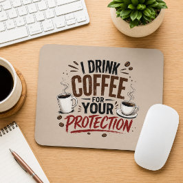 Mousepad Engraçado Eu Bebo Café para Sua Proteção