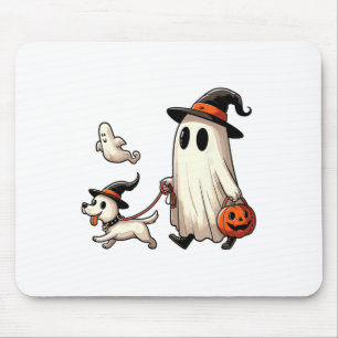 Mousepad Engraçado Fantasma Andando Cachorro Spooky Season