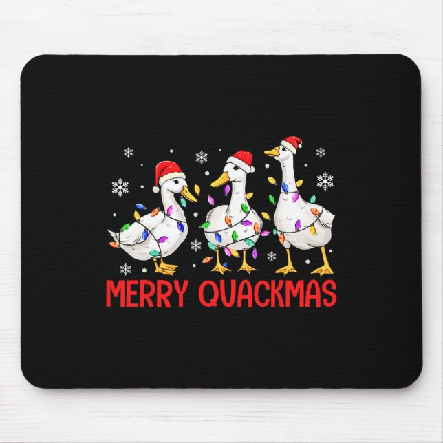 Mousepad Engraçado Feliz Quackmas Pato de Papai Noel Luz de (Frente)