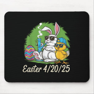 Mousepad Engraçado Felz pascoa Coelho Pintinho Fumante