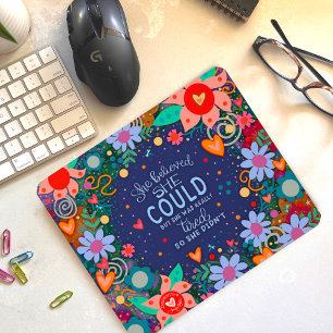 Mousepad Engraçado Floral Cheerful Acredita Citação Cansada