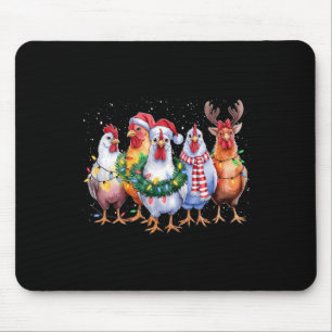 Mousepad Engraçado Frango de Natal Luzes de Fazenda Animal