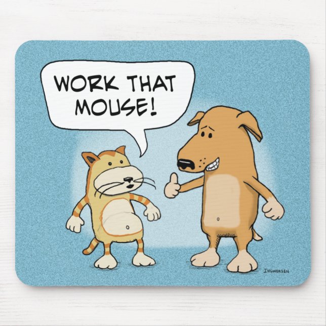 Mousepad engraçado: Gato e cão dos desenhos (Frente)