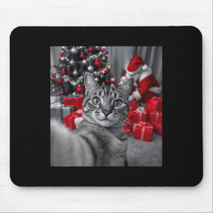 Mousepad Engraçado Gato Selfie Com Papai Noel Memória de Na