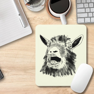 Mousepad Engraçado Goat gritando Desenho Arte Animal Quirky