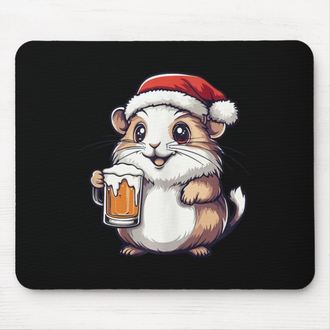 Mousepad Engraçado Hamster De Natal Com BD (Frente)