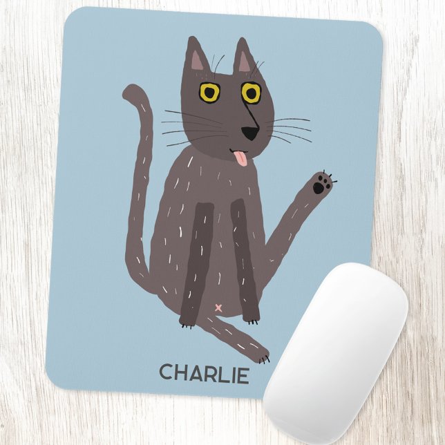 Mousepad Engraçado Humor de Gato Personalizado (Funny cat humor personalized name mousemat)