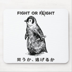 Mousepad Engraçado Luta Ou Voo Pinguim Com Faca