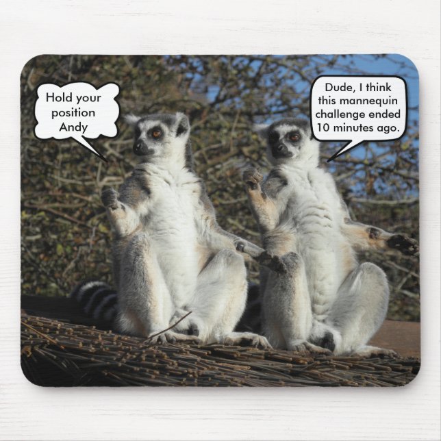 Mousepad Engraçado Mannequin Challenge Lemurs (Frente)