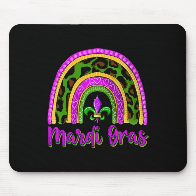 Mousepad Engraçado Mardi Gras Parade Outfit Jester Rainbow  (Frente)