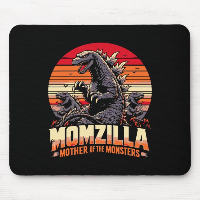 Mousepad Engraçado Momzilla Mãe De Monstros Retrô Aniversár (Frente)