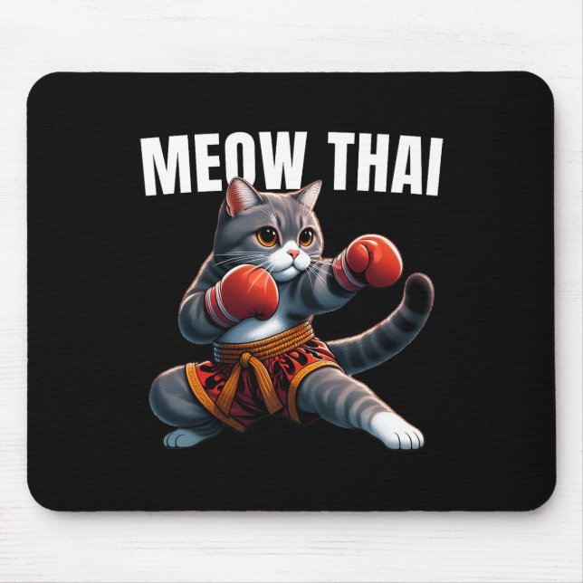 Mousepad Engraçado Muay Tailandês Cat Meow Tailandês Boxand (Frente)