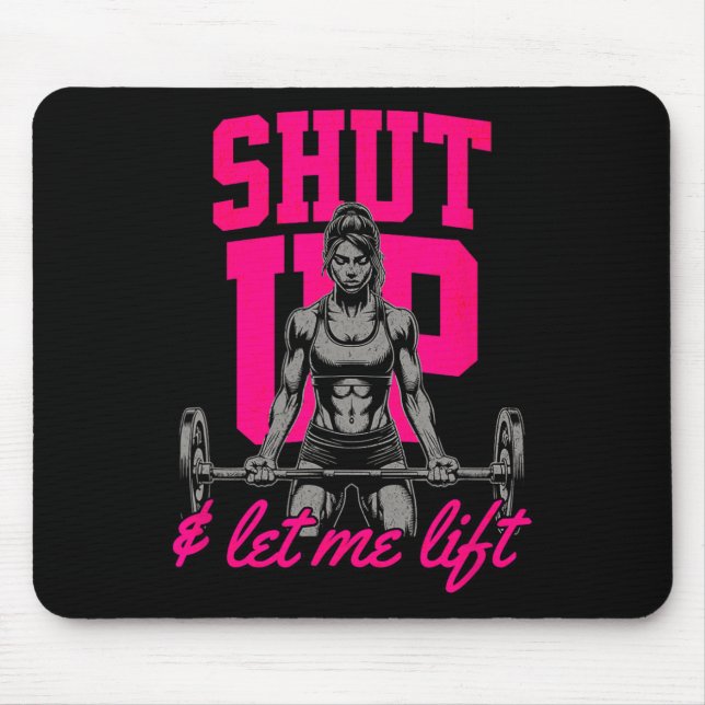 Mousepad Engraçado Mulher Levantando Pesos Musculoso Sa (Frente)