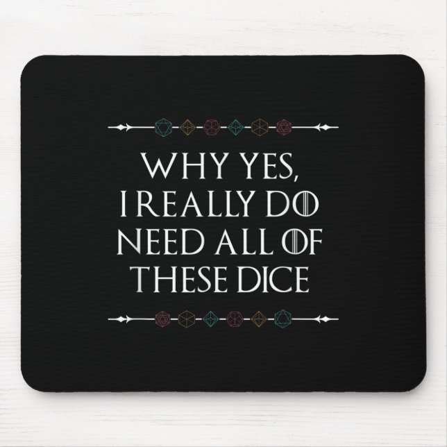 Mousepad Engraçado Nerdy Gaming D20 Rpg Dice Dizendo Cotaçã (Frente)