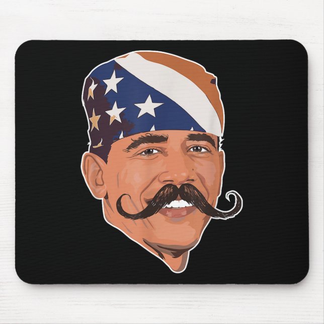 Mousepad Engraçado Obama Mustache Americano (Frente)