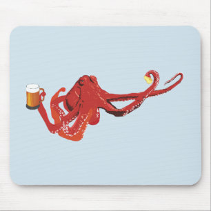 Mousepad Engraçado Octopus Beer Lover