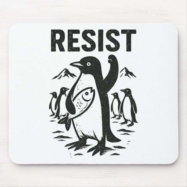 Mousepad Engraçado Penguin Resist Vintage Design (Frente)