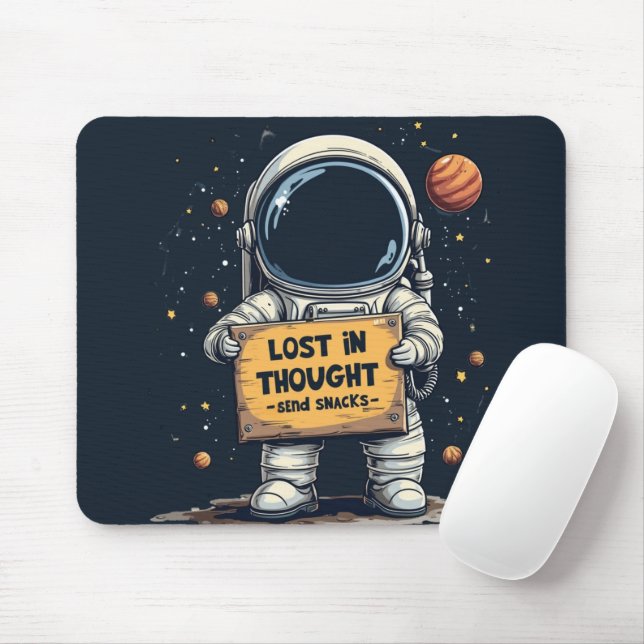 Mousepad Engraçado Perdido na Ilustração do Espaço Astronau (Com mouse)
