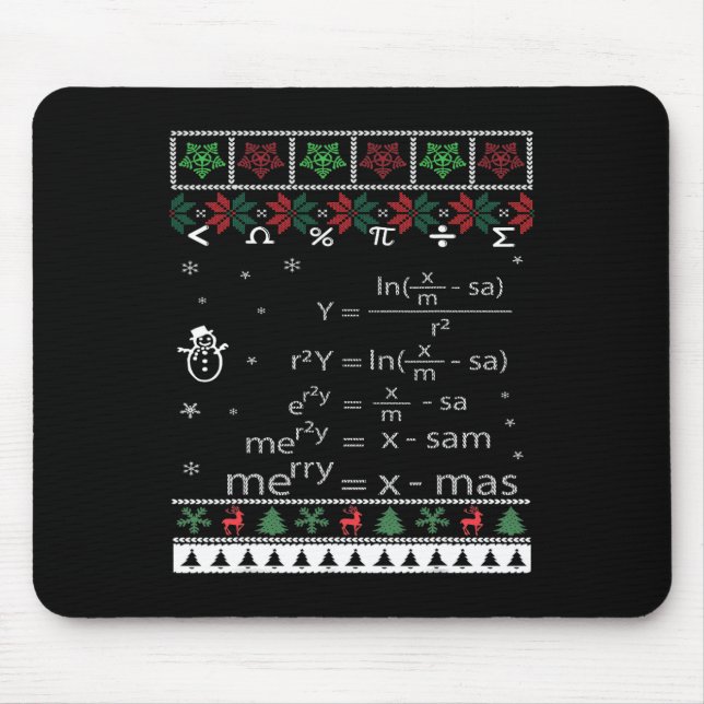 Mousepad Engraçado Professor De Matemática Feliz Natal Xmas (Frente)