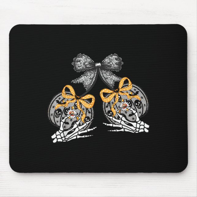 Mousepad Engraçado Pumpkin Cherries Skeleton Lace Coquette  (Frente)